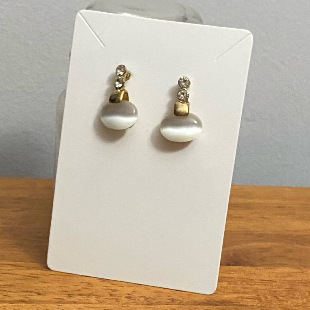 VINTAGE Beryl (Cats Eye) and Rhinestone earrings